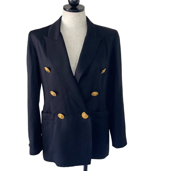 Lillie Rubin Vintage Womens Blazer Size 8 Blue Lion Button Pockets Casual - Picture 11 of 16